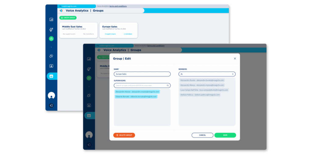 Voice Analytics: tags and groups for better performance auditing.