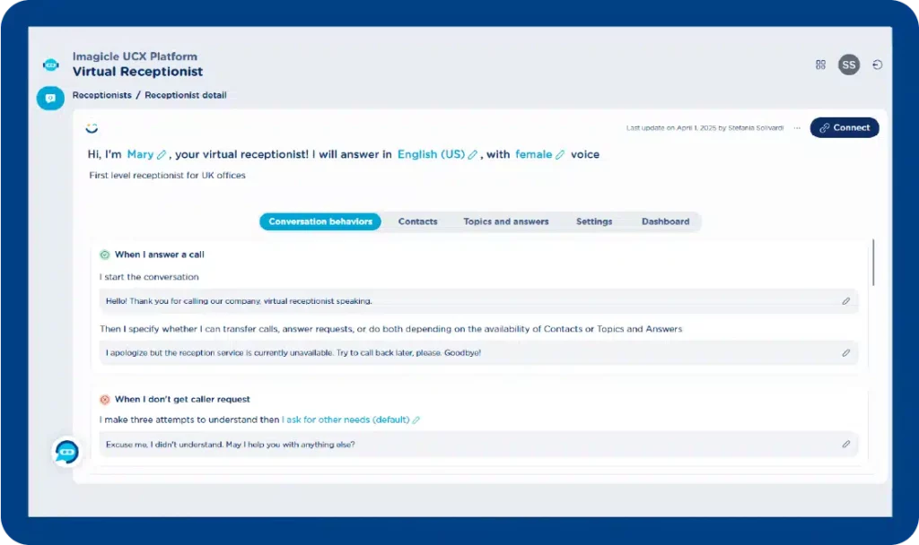 Virtual Receptionist - Test Elementor